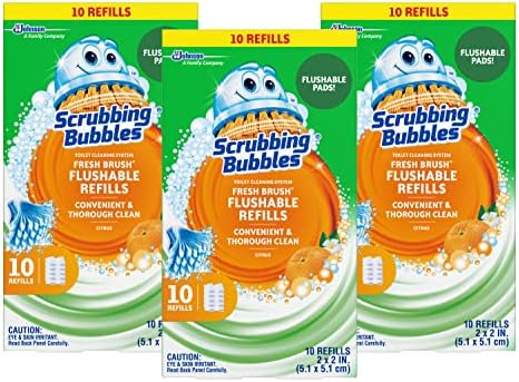 Recargas Flushables Scrubbing Bubbles Fresh Brush - Aroma Cítrico - 10 Recargas por Caja - Paquete de 3 Cajas - imagen 1