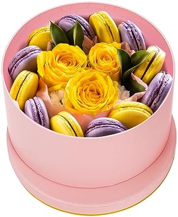 Cajas de Regalo Redondas Coloch de 3 Piezas con Tapa, Caja Rosa con Borde Dorado para Arreglos Florales, Cumpleaños, Bodas y Aniversarios, 3 Tamaños - imagen 4