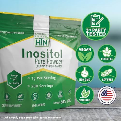 Health Thru Nutrition Polvo de Inositol – 500g de Polvo Puro como Myo-Inositol | 1,000mg (1g) por Cucharada | Sin Sabor, Vegano, No GMO | 500 - imagen 2