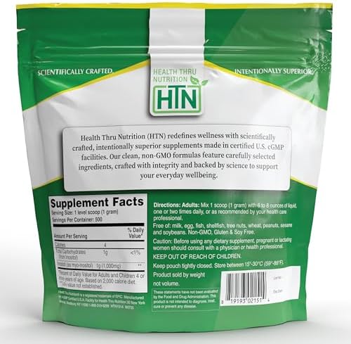 Health Thru Nutrition Polvo de Inositol – 500g de Polvo Puro como Myo-Inositol | 1,000mg (1g) por Cucharada | Sin Sabor, Vegano, No GMO | 500 - imagen 4