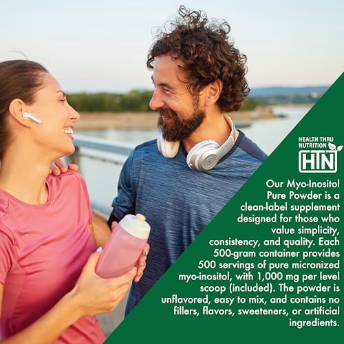 Health Thru Nutrition Polvo de Inositol – 500g de Polvo Puro como Myo-Inositol | 1,000mg (1g) por Cucharada | Sin Sabor, Vegano, No GMO | 500 - imagen 5