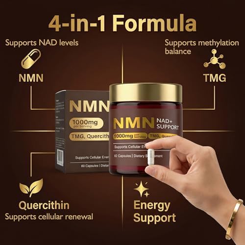 Suplemento de NMN 1000mg, 4 en 1 Liposomal NMN Orgánico Puro con Quercetina, TMG y Alternativa a NMNH, Apoya Energía Celular y Niveles de NAD+, 60 - imagen 4