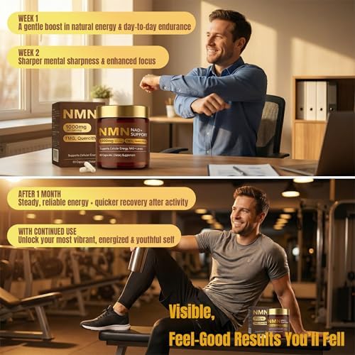 Suplemento de NMN 1000mg, 4 en 1 Liposomal NMN Orgánico Puro con Quercetina, TMG y Alternativa a NMNH, Apoya Energía Celular y Niveles de NAD+, 60 - imagen 5