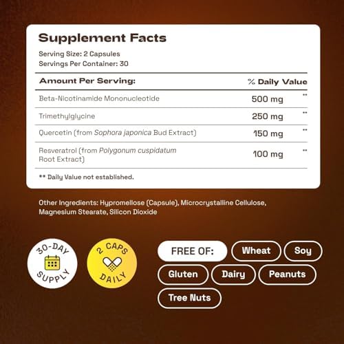 Suplemento de NMN 1000mg, 4 en 1 Liposomal NMN Orgánico Puro con Quercetina, TMG y Alternativa a NMNH, Apoya Energía Celular y Niveles de NAD+, 60 - imagen 7