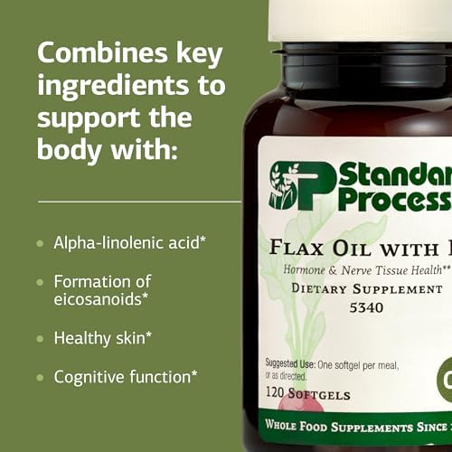 Aceite de Linaza Standard Process Inc. con B6 - Suplemento para Soporte Hormonal y de Tejido Nervioso - Cerebro, Corazón y Piel - Sin Gluten, Sin - imagen 4