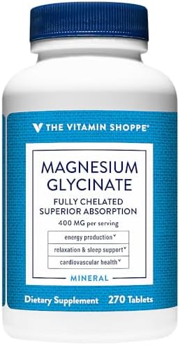 Magnesium Glycinate 400 MG de The Vitamin Shoppe, Magnesio Quelado para Mejor Absorción, Apoya Energía, Relajación y Sueño, Salud Cardiovascular, Sin - imagen 7