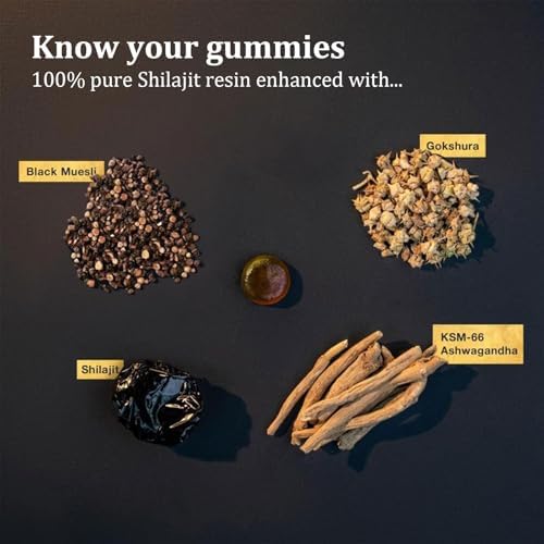 Gomitas de Shilajit | Alpha Gummies para Hombres | Sin Azúcar Añadido | Ashwagandha, Gokshura | Ácido Fulvico y 85+ Minerales Traza | 60 Gomitas - imagen 3