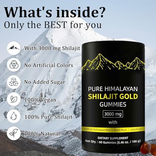 Gomitas de Shilajit | Alpha Gummies para Hombres | Sin Azúcar Añadido | Ashwagandha, Gokshura | Ácido Fulvico y 85+ Minerales Traza | 60 Gomitas - imagen 5