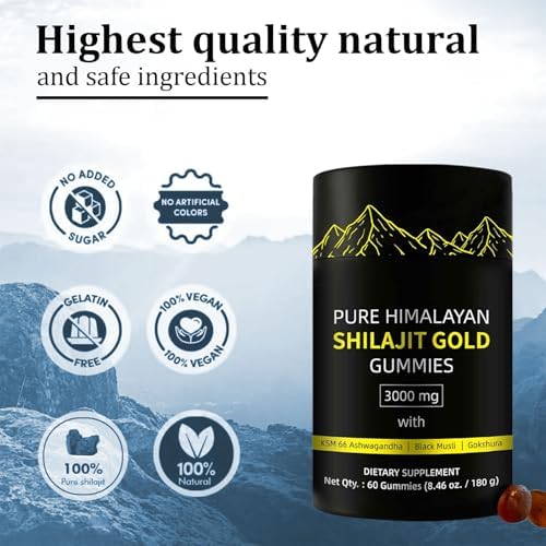 Gomitas de Shilajit | Alpha Gummies para Hombres | Sin Azúcar Añadido | Ashwagandha, Gokshura | Ácido Fulvico y 85+ Minerales Traza | 60 Gomitas - imagen 6