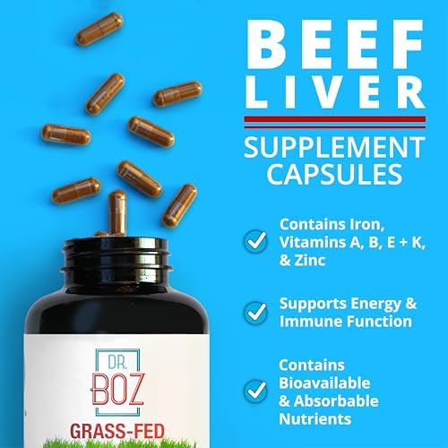 Cápsulas de Hígado de Res Dr. Boz, 30 Porciones - 4500mg de Hígado de Vaca - Suplemento de Energía, Inmunidad y Salud - Vitamina A, B12, Zinc y - imagen 2