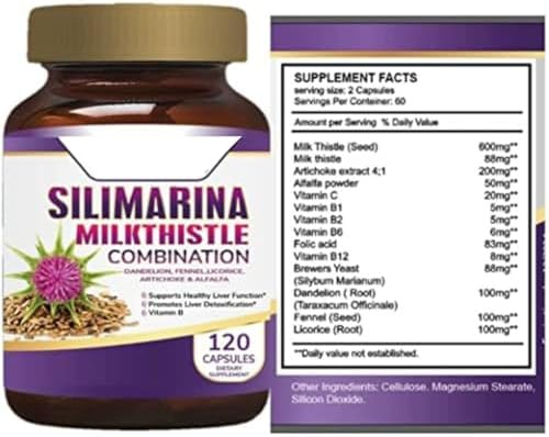 Pastillas para el hígado graso | Silimarina con Diente de León, Hinojo, Complejo B y Regaliz | 120 Cápsulas - imagen 2