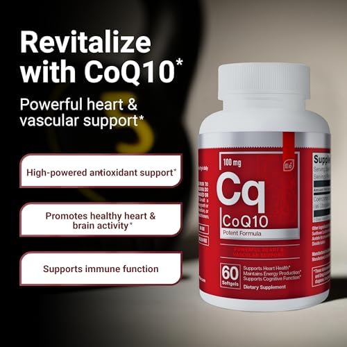 Suplemento CoQ10 100mg en Softgels de Essential Elements para el Corazón, Cerebro y Vascular - Absorción Óptima - 60 Cápsulas, Suministro de 2 Meses - imagen 3