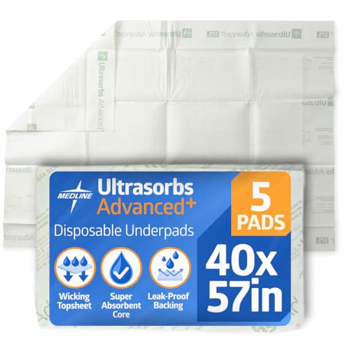 Medline Ultrasorbs Advanced+ Protectores de Cama Premium con Polímero para Protección Superior contra Filtraciones, Capacidad de 400 lbs, Tamaño - imagen 6