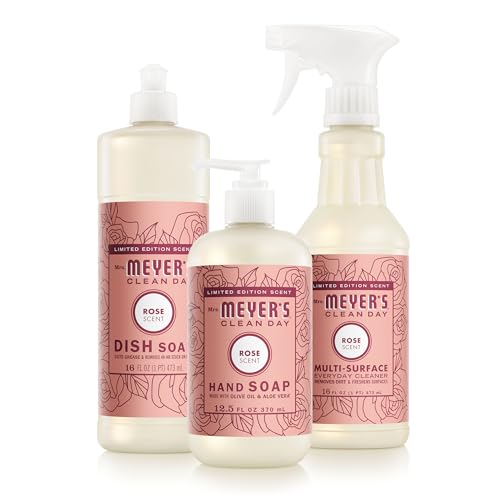 Set de Productos de Limpieza Mrs. MEYER'S CLEAN DAY para Cocina, Aroma a Rosa: Jabón de Manos (12.5 Fl Oz), Jabón para Platos (16 Fl Oz) y Limpiador - imagen 4