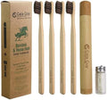 Cepillos de Dientes Gaia Guy de Bambú y Cerda de Caballo (Paquete de 4) + Estuche de Viaje y Hilo Dental de Seda | Set Dental Ecológico 100% - imagen 1