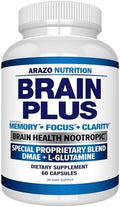 Suplemento Premium para la Función Cerebral Arazo Nutrition – Memoria, Enfoque, Claridad – Nootrópico con DMAE, Bacopa Monnieri, L-Glutamina, - imagen 1