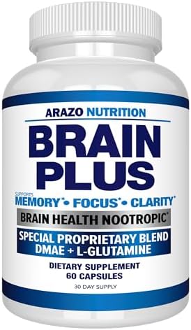Suplemento Premium para la Función Cerebral Arazo Nutrition – Memoria, Enfoque, Claridad – Nootrópico con DMAE, Bacopa Monnieri, L-Glutamina, - imagen 1