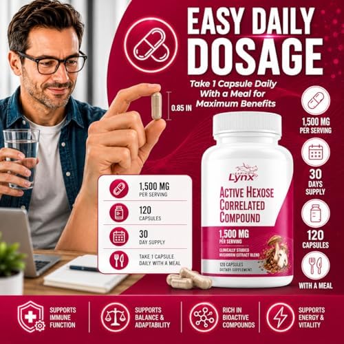 Active Hexose Correlated Compound 1500 mg, Extracto de Champiñón Estudiado Clínicamente para el Sistema Inmunológico | 120 Cápsulas (Suministro de 40 - imagen 4