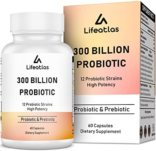 Lifeatlas Probióticos 300 Mil Millones CFU - Para Hombres y Mujeres, 12 Cepas Probióticas Más Prebiótico, Salud Digestiva e Inmunológica - 60 Cápsulas - imagen 1