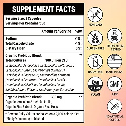 Lifeatlas Probióticos 300 Mil Millones CFU - Para Hombres y Mujeres, 12 Cepas Probióticas Más Prebiótico, Salud Digestiva e Inmunológica - 60 Cápsulas - imagen 2