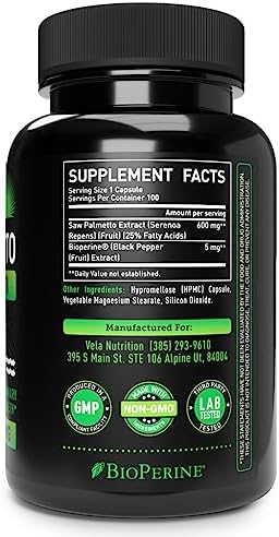 Cápsulas de Saw Palmetto 600mg para Hombres y Mujeres - Suplemento Extra Fuerte Bloqueador de DHT - Apoyo para Próstata y Pérdida de Cabello - 100 - imagen 2
