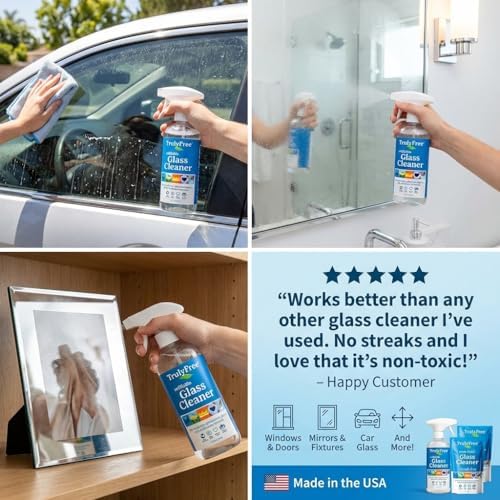 Kit de Limpiador de Vidrio Natural Truly Free - Elimina Suciedad y Residuos para Ventanas y Superficies de Vidrio Brillantes en Casa, Oficina y - imagen 2