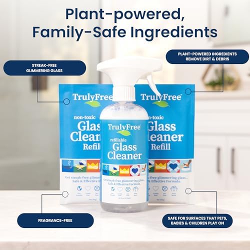 Kit de Limpiador de Vidrio Natural Truly Free - Elimina Suciedad y Residuos para Ventanas y Superficies de Vidrio Brillantes en Casa, Oficina y - imagen 4