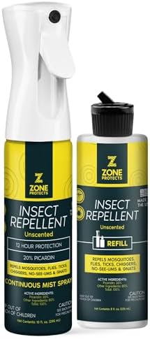 Bundle de Repelente de Insectos Zone Protects Sin Fragancia - Spray de 10oz + Recarga - Protección de 20% Picaridina contra Mosquitos, Garrapatas y - imagen 1
