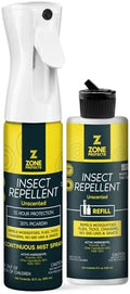 Bundle de Repelente de Insectos Zone Protects Sin Fragancia - Spray de 10oz + Recarga - Protección de 20% Picaridina contra Mosquitos, Garrapatas y - imagen 1
