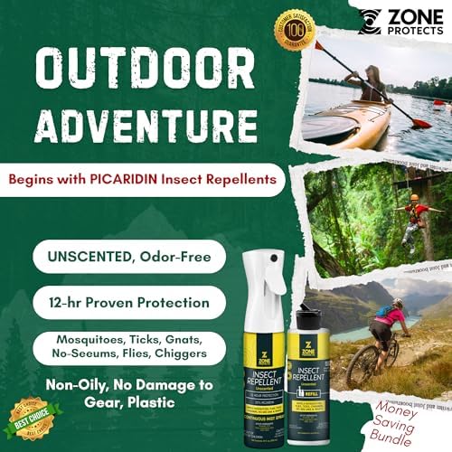 Bundle de Repelente de Insectos Zone Protects Sin Fragancia - Spray de 10oz + Recarga - Protección de 20% Picaridina contra Mosquitos, Garrapatas y - imagen 4