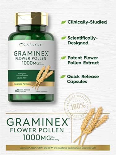 Extracto de Polen de Flores Graminex Carlyle | 1000 mg | 60 Cápsulas | Suplemento No GMO y Libre de Gluten - imagen 3