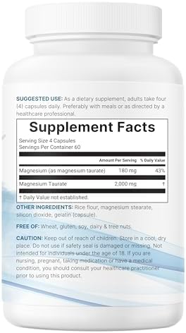 Taurato de Magnesio 2,000mg, 240 Cápsulas | Suplemento Mineral Chelado de Alta Biodisponibilidad | No GMO, Sin Gluten - imagen 6