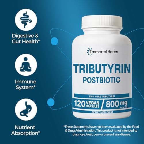 Suplemento de Tributirina Immortal Herbs 800mg, Fórmula Avanzada de Butirato, 55% Estandarizado, Entrega Más Efectiva que el Butirato de Sodio, 120 - imagen 4