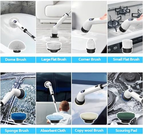 Cabezas de Cepillo Reemplazables TUYU para Limpiador Eléctrico, Paquete de 4 Cabezas y 4 Cepillos Extra, Cepillo Inalámbrico para Limpieza de Baños - imagen 7