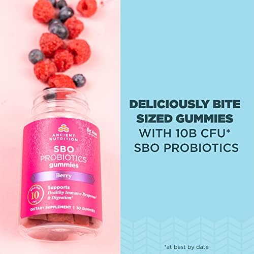 Ancient Nutrition Probióticos, Gomitas Berry SBO con 10 Mil Millones de CFUs por Porción, Apoyo Digestivo e Inmunológico, Sin Gluten, 60 Unidades - imagen 3