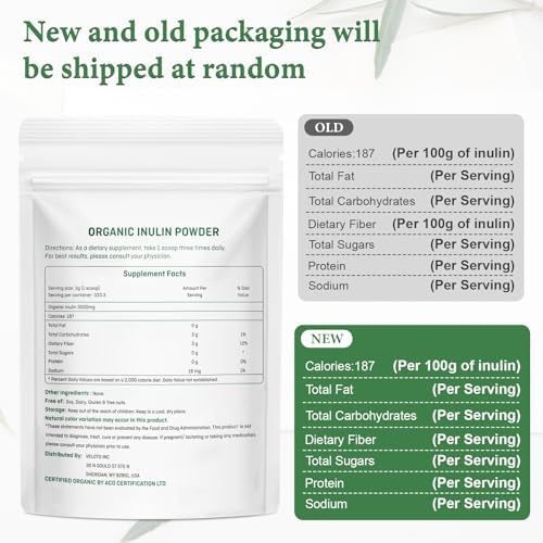 Polvo de Inulina Orgánica VELOTO – Suplemento de Fibra Prebiótica para Smoothies y Bebidas, 2.2 lb, Sin Sabor, Soluble en Agua, Vegano y No - imagen 2