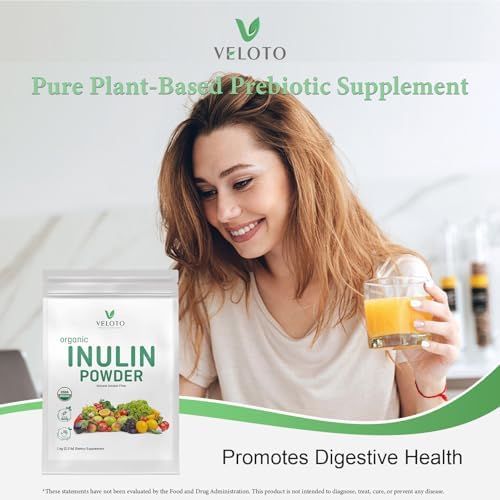 Polvo de Inulina Orgánica VELOTO – Suplemento de Fibra Prebiótica para Smoothies y Bebidas, 2.2 lb, Sin Sabor, Soluble en Agua, Vegano y No - imagen 7