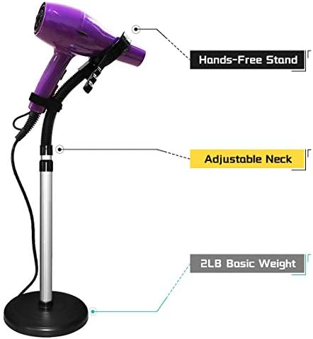 Soporte para Secadora de Pelo HLGOLDLUO, Rotación de 360 Grados, Base Pesada, Soporte de Mano Libre Ajustable para Mostrador - imagen 2