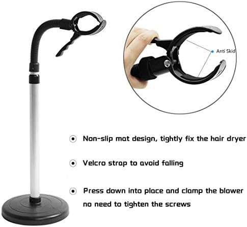 Soporte para Secadora de Pelo HLGOLDLUO, Rotación de 360 Grados, Base Pesada, Soporte de Mano Libre Ajustable para Mostrador - imagen 3