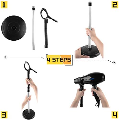 Soporte para Secadora de Pelo HLGOLDLUO, Rotación de 360 Grados, Base Pesada, Soporte de Mano Libre Ajustable para Mostrador - imagen 5