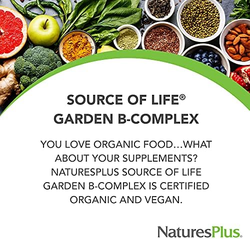 NaturesPlus Source of Life Garden B-Complex - 60 Cápsulas - Suplemento Completo de Vitamina B - Orgánico, No Transgénico, Vegano, Sin Gluten - 30 - imagen 2