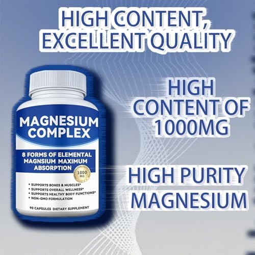 Complejo de Magnesio 1000mg con 8 Formas – Glicinato, Citrato, Malato, Taurato para Mejor Absorción – Apoya Huesos, Músculos, Energía y Recuperación - imagen 2