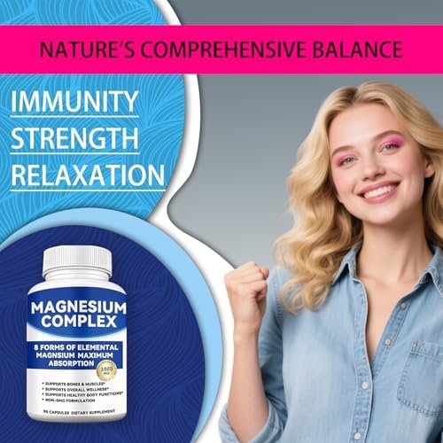 Complejo de Magnesio 1000mg con 8 Formas – Glicinato, Citrato, Malato, Taurato para Mejor Absorción – Apoya Huesos, Músculos, Energía y Recuperación - imagen 3