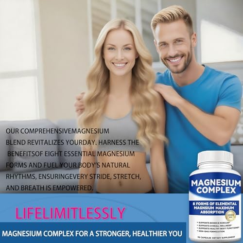 Complejo de Magnesio 1000mg con 8 Formas – Glicinato, Citrato, Malato, Taurato para Mejor Absorción – Apoya Huesos, Músculos, Energía y Recuperación - imagen 4