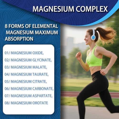 Complejo de Magnesio 1000mg con 8 Formas – Glicinato, Citrato, Malato, Taurato para Mejor Absorción – Apoya Huesos, Músculos, Energía y Recuperación - imagen 6