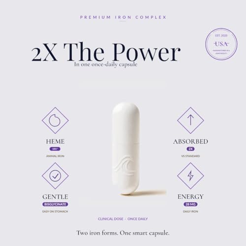 Complejo de Hierro Natural Flow 2X — Heme y Bisglicinato Ferroso, 28 mg de Hierro Elemental con Metilfolato, Metilcobalamina B12, B6, Vitamina C y - imagen 3