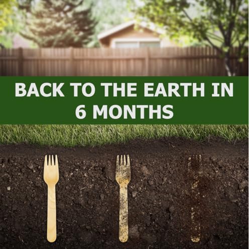 Set de Cubiertos Desechables de Madera Envmax 360 Piezas - 100% Compostables [120 Tenedores, 120 Cucharas, 120 Cuchillos] - Utensilios de Madera - imagen 5