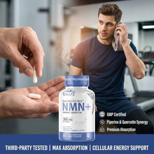 Suplemento Nutri NMN 300mg - Alta Absorción de Nicotinamida Mononucleótido, 40% Más NAD+ con Quercetina y Pimienta Negra - 60 Cápsulas - imagen 3