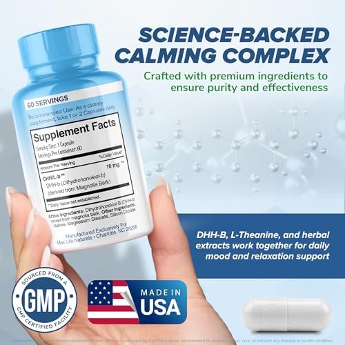 Chill Pill Happy Pills Suplemento para el Ánimo con Corteza de Magnolia, 60 Cápsulas, Dihidrohonokiol-B, Fórmula de Relajación y Equilibrio, Hecho en - imagen 5