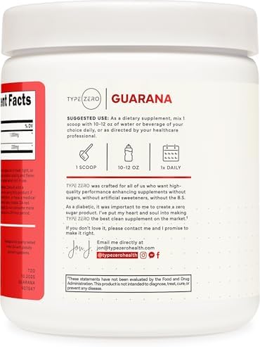 Mezcla de Bebida en Polvo Guaraná Type Zero Clean (250 Porciones, Sin Sabor) - 220 MG de Cafeína Natural por Porción, Sin OGM, Sin Gluten - imagen 3